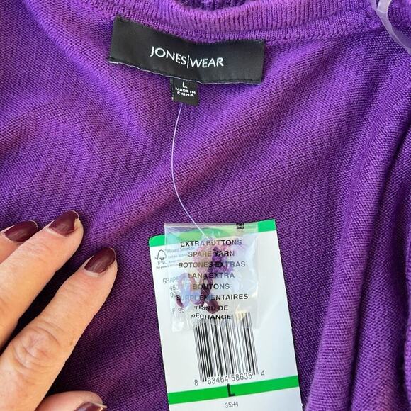 Jones Wear purple open front cardigan with ruffles, women's size L - Picture 7 of 7
